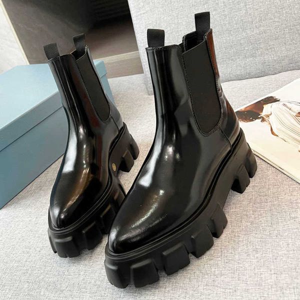 

martin boots ankle booties autumn winter platform designer luxury ladies thick bottom half bootis womens 35-41, Black