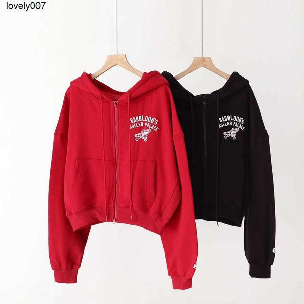 

men's hoodies designer sweatshirts minority badblood heavy industry skateboard shoes letter embroidery loose short hooded coat, Black