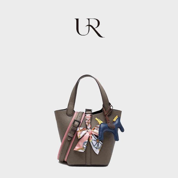 

herme bags ur women's bag 2023 new fashion vegetable basket lychee grain bucket leather versatile shoulder hand messenger