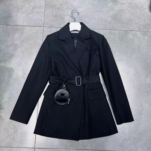 

women's suit coat early spring designer jackets fashion matching inverted triangle letter medium and long suits nylon jacket size21q9, White;black