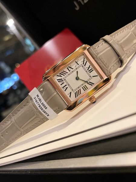 

mens womens watches tank series fashion casual 27mm 24mm real leather montres ultra thin lady wristwatches, Slivery;brown