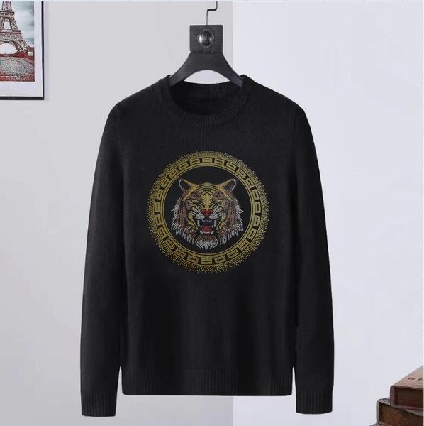 

streetwear sweater men's clothing winter casual fashion designer rhinestone for holiday asian size s-4xl, White;black