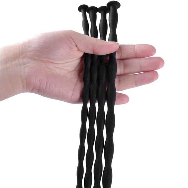 

costumes 8 sizes urethral plug urethral sounding silicone urethral catheter horse eye rod dilator male of stick insert apparatus sexsh, Black
