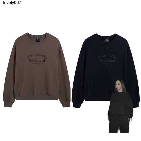

men's hoodies sweatshirts fashion badblood sweater loose letter embroidery round neck hooded casual couple coat men women, Black