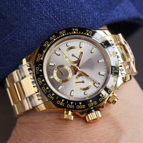 

sports mens watch 40mm automatic mechanical watches life waterproof gold wristwatch stainless steel strap orologio, Slivery;brown