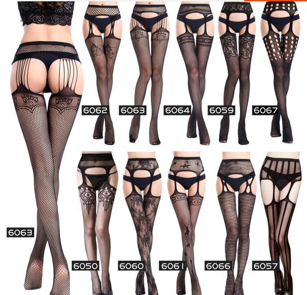 

underwear lace transparent sling net socks black appeal avoid to take off even waist fishnet stockings slip proof garter belt europe and ame, Red;black