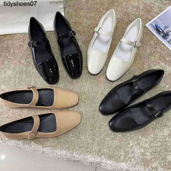 

shoes the row women's leather french word strap mary jane shoes flat comfortable casual single black white's shoes