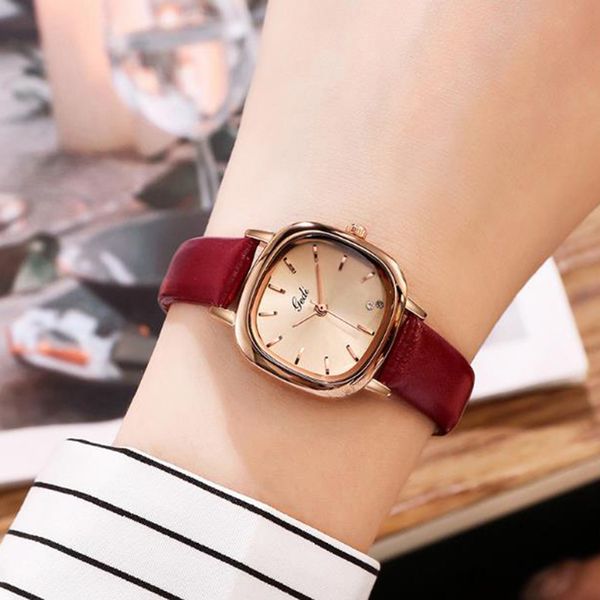 

gedi's new autumn watch fashion niche design retro style quartz watches women simple and compact temperament for women's watch bir, Slivery;brown