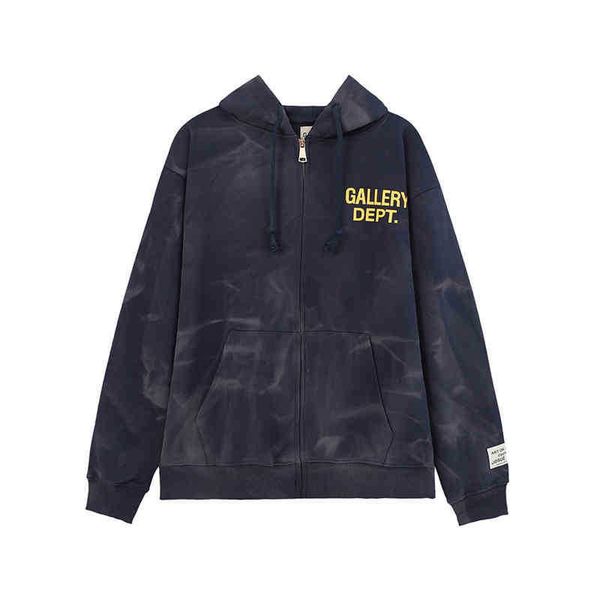 

designer 2022 fashion men's hoodies cotton sweater galleryt deptss new branch letters tie dye zip hooded cardigan sweatshirt loose coat, Black
