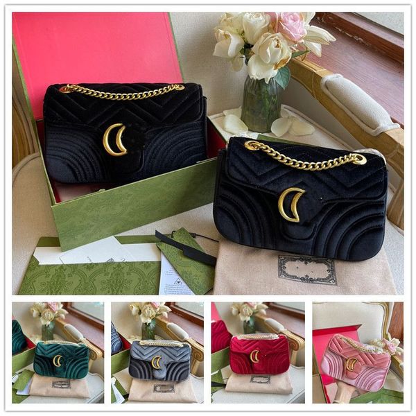 

designer bags gold chain shoulder bag marmont crossbody handbag velvet 2 letter stylish metal classic crossbody clutch evening party women g