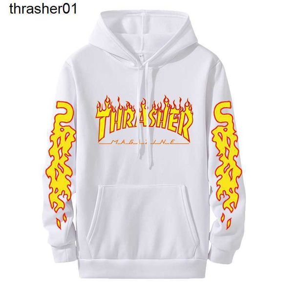 

men's hoodies designer sweatshirts thrasher flame hooded sweater men's women's printed sweater lovers' spring autumn hoo, Black