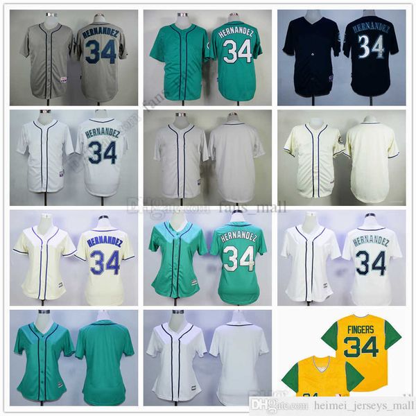

movie mitchell and ness baseball jersey vintage 34 felix hernandez jersey 34 rollie fingers stitched breathable sport sale men, Black