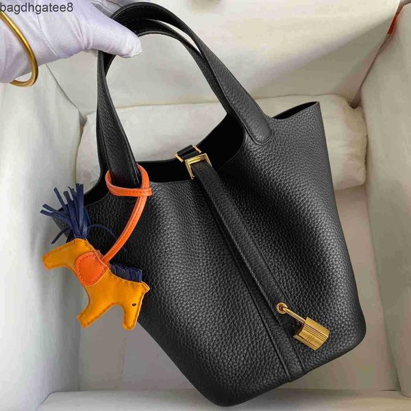 

bags handmade lock basket designer portable bag h shoulder he female picotin mini summer litchi pattern bucket handbag