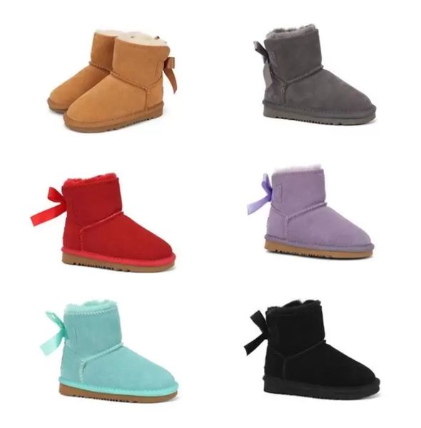 

2022 sell aus classical design u3281 bow baby boys girls kids snow boots soft comfortable sheepskin plush keep warm boots nice birthday chri, Black
