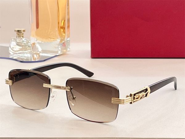 

sunglasses for men and women summer style anti-ultraviolet retro board metal square frameless fashion glasses wooden legs, White;black