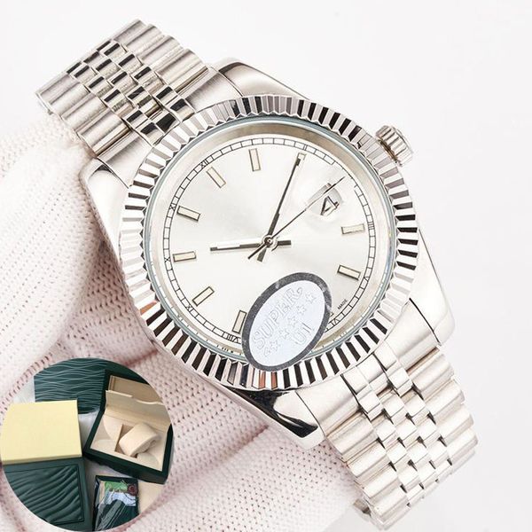 

automatic watch 28/31mm 41/36mm lady auto date palm leaf watch 2813 movement sapphire stainless steel waterproof folding buckle wristwatches, Slivery;brown