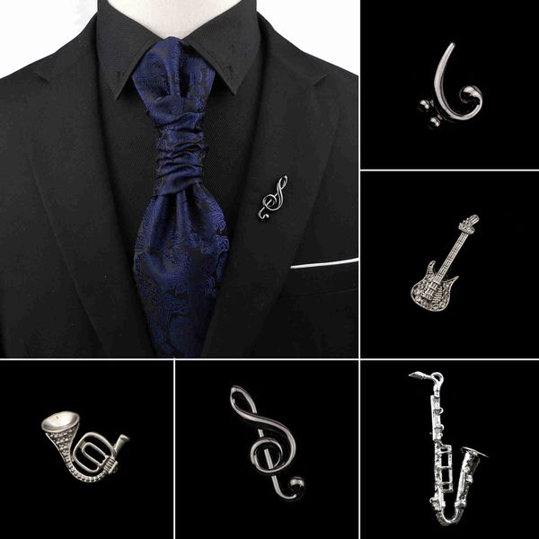 

pins brooches saxophone guitar brooch sic note mini lel men women suit shawl c jewelry shirt collar party daily accessory gift l221024, Gray