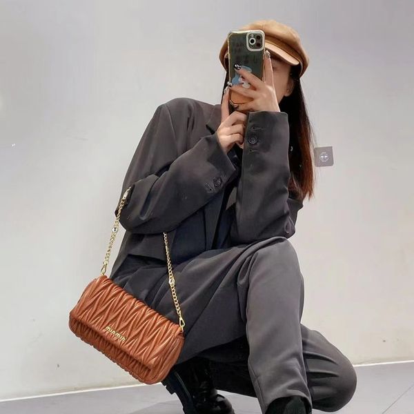 

cross-body bag european and n fashionable lady designer wrinkled armpit bag 2023 new soft leather chain high-grade temperament small square