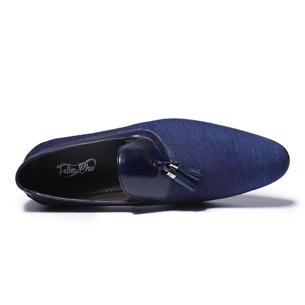 

2022 men's blue tassel loafers casual comfortable business office shoes for men wedding party shoes size 39-46, Black