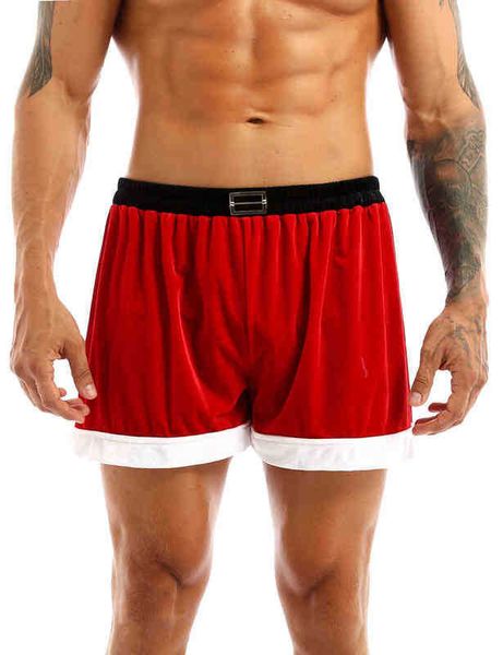 

stage wear mens flannel christmas santa claus comes boxer shorts role play fun gift for christmas club party male shorts t220901, Black;red