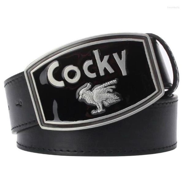 

belts fashion men's leather belt retro cocky bird metal buckle wild western style decorative strap gift for men, Black;brown