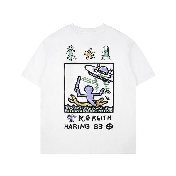 

new style creative fashion men's t-shirts animation letter print cotton loose sports shirt for couples, White;black