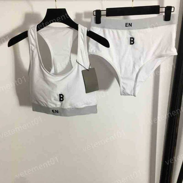 

womens two piece pants bikini split swimsuit sets letter print camisole briefs yoga sports set two piece women designer tracksuits, White