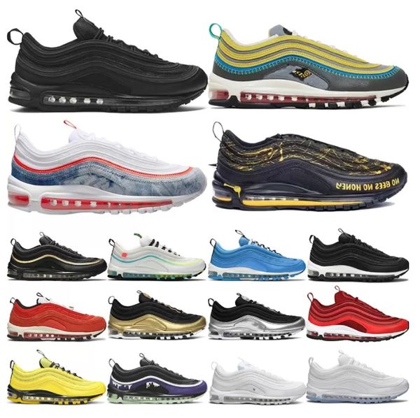 

running shoes 97s sneakers sports trainers triple white black pine green volt reflective bred sail outdoor for men women mschf lil nas x sat