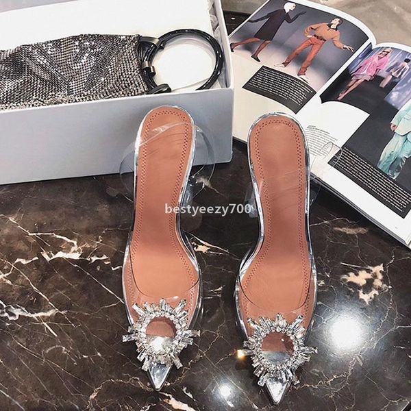 

shoe amina muaddi dress shoes phoenix sculptural heel crystal butterfly begum pvc slingback transparent rhinestone pointed toe pumps vqt, Black