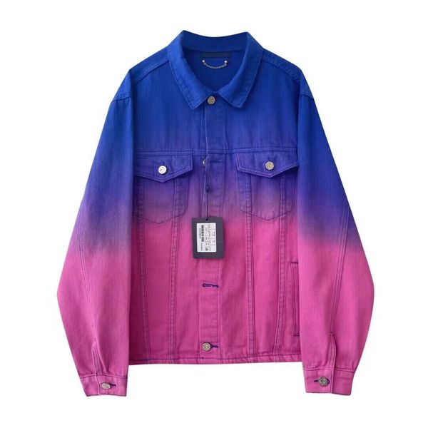 

2022 spring basic denim jacket women bomber coat short loose pink gradient contrast color chaqueta, Black;brown