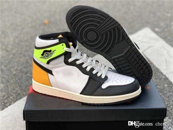 

shoes air authentic 1 high og white volt university gold black xiii retro men women with 555088-1