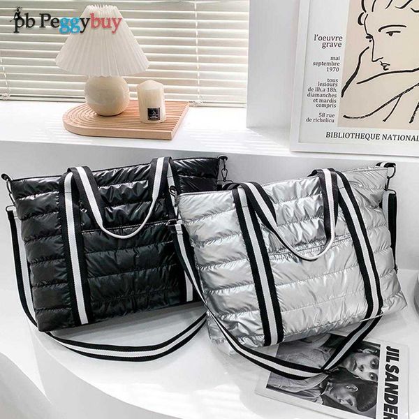 

evening bags fashion space padded nylon messenger bagsolid color zipper winter warm large capacity handle bag women's bag t221022