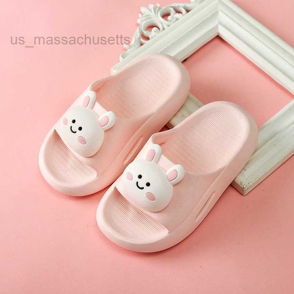 

slipper new little rabbit children' slippers cartoon soft sole comfortable girls' sandals home bathroom boys' shoes l221025, Black;grey