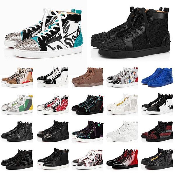 

red-bottoms shoe christians designer platform sneakers casual shoes big size us 13 men's women's spikes black suede loafers luxury