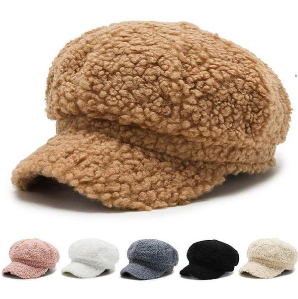 

berets women's lamb wool baseball cap autumn and winter fashion all-match painter octagonal lsc96, Blue;gray