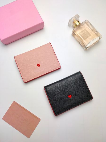 

luxury women's purse madras goat leather card clip designer style love letter short change bag with box, Red;black