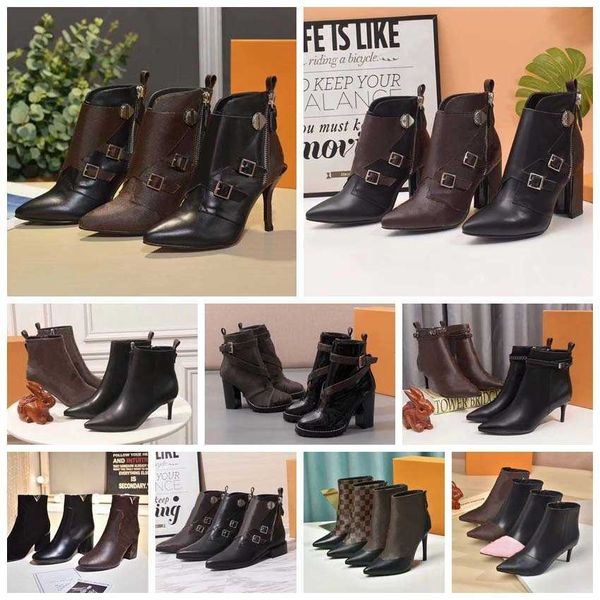 

classics exquisite ladies leather platform designer boots martin women boot high heels and genuine outdoors fashion booties, Black