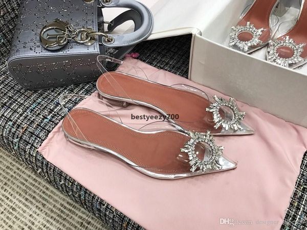 

sandal amina muaddi 2021 high-end quality shoes begum crystal-embellished tpu slingback pumps restocks begum high heel slingbacks  hkl, Black