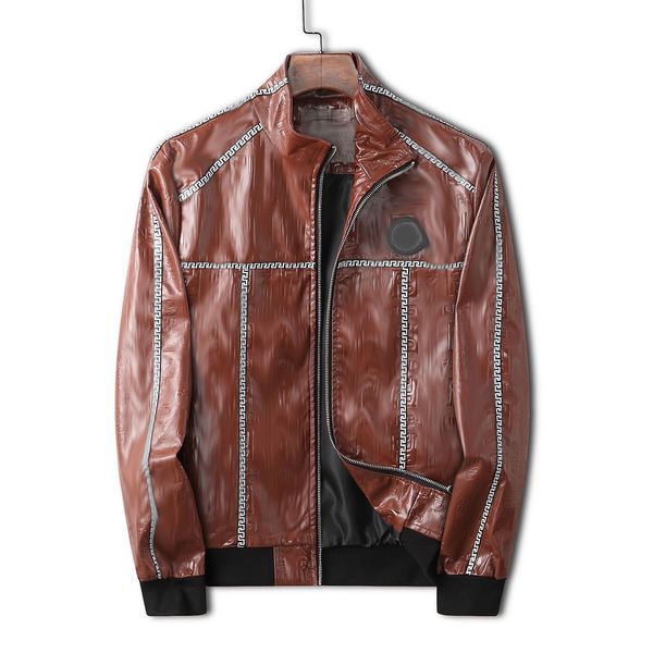 

biker leather jacket men zipper trim short hip hop casual outdoor sports designer motorcycle coat black biker letters fashion luxury fitness