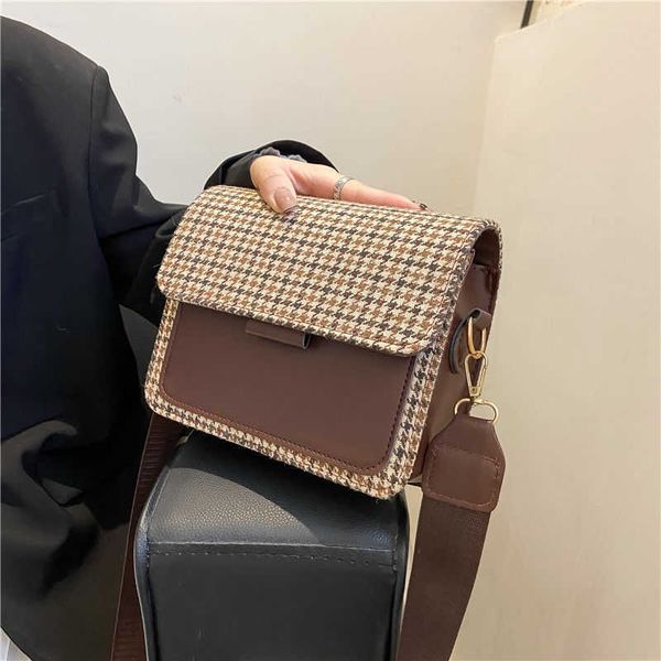 

evening bags crossbody bag female shoulder bag women bag handbag purse retro pu leather houndstooth fashion 2021 new all-match contrast colo