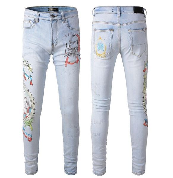 

men jeans for men rip slim fit skinny men pants orange star patch wearing cowboy stretch cult stretch motorcycle chic long straight hip hop, Blue