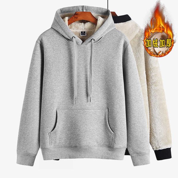 

2022 new winter cashmere sweater men's pullover jacket loose hooded plush thickened, Black