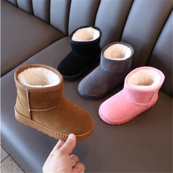 

children' snow boots 2022 winter new boys' and girls' cotton shoes soft sole non-slip thickened warm children' short b, Black;grey