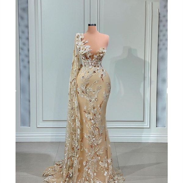 

unique prom dresses one long sleeve strapless v neck lace embroidery appliques sequins evening dresses beaded train floor length evening dre, Black