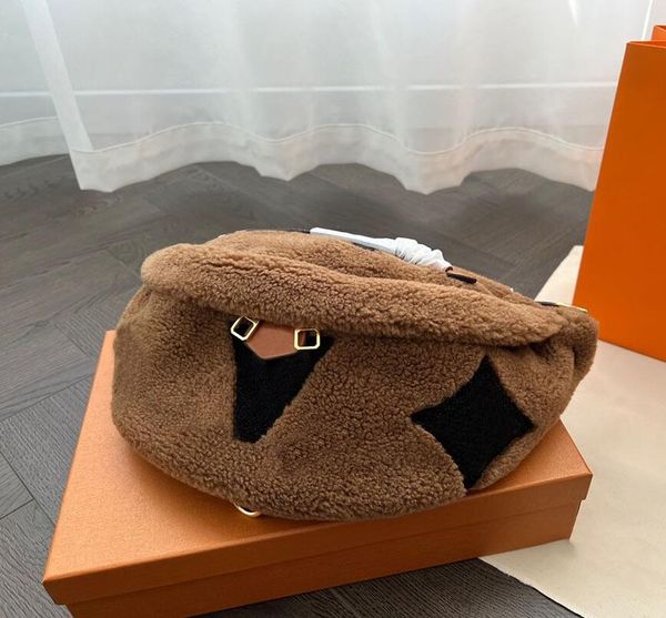 

designer bumbag teddy plush tote bag luxury fashion casual lady bumbag waist bags5a m43644 m44812 purse crossbody wallet belt backpack birki