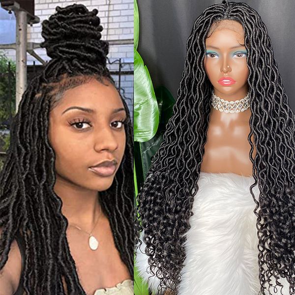 

synthetic dreadlock lace front braid wig box braided lace frontal wigs 34inch 36inches g211, Black;brown
