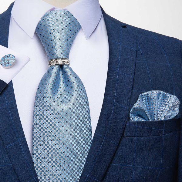 

bow ties mens tie blue plaid dot % silk classic jacquard woven 8cm necktie hanky cufflinks ring set for men formal wedding dibangu l221022, Black;gray