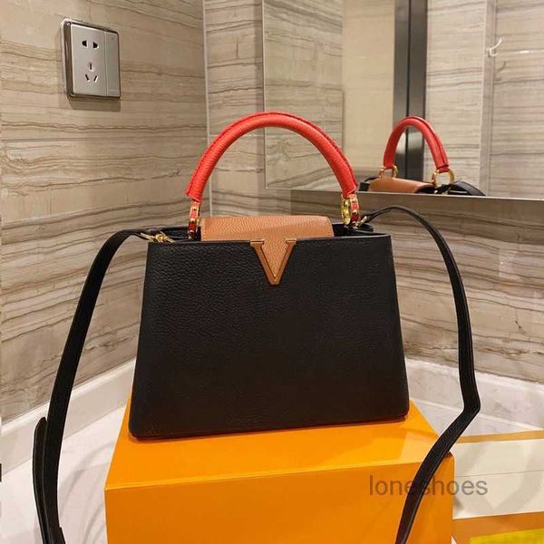 

evening bags 27cm handbags purses classic women crossbody shoulder bags grain cowhide leather handle detachable shoulders strap tote