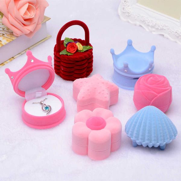 

jewelry boxes 1 piece lovely velvet packaging container wedding ring for earrings necklace bracelet display gift holde l221021, Black;white