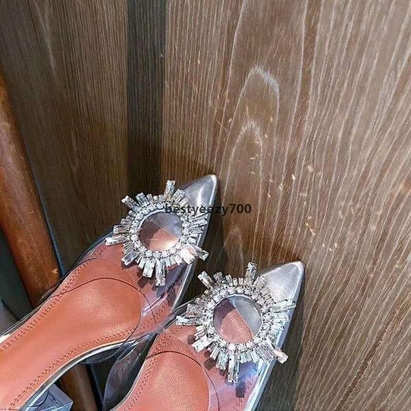 

amina muaddi rhinestone buckle high heel pvc satin sandals for women rpb, Black